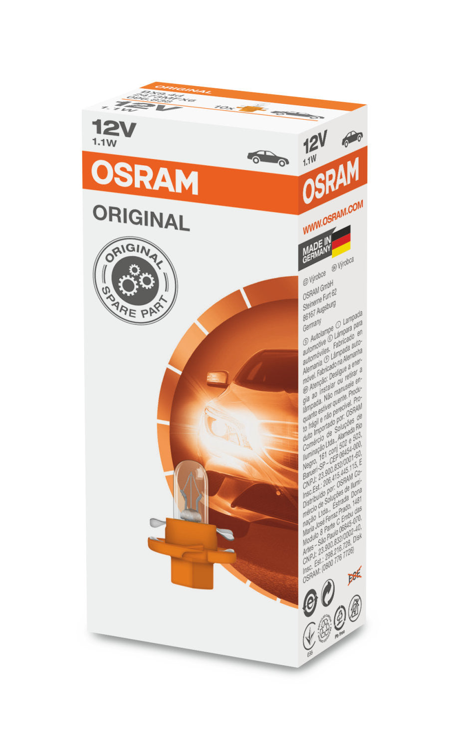 Bec Osram Original 1.12W 12V BX8,4d - 2473MFX6