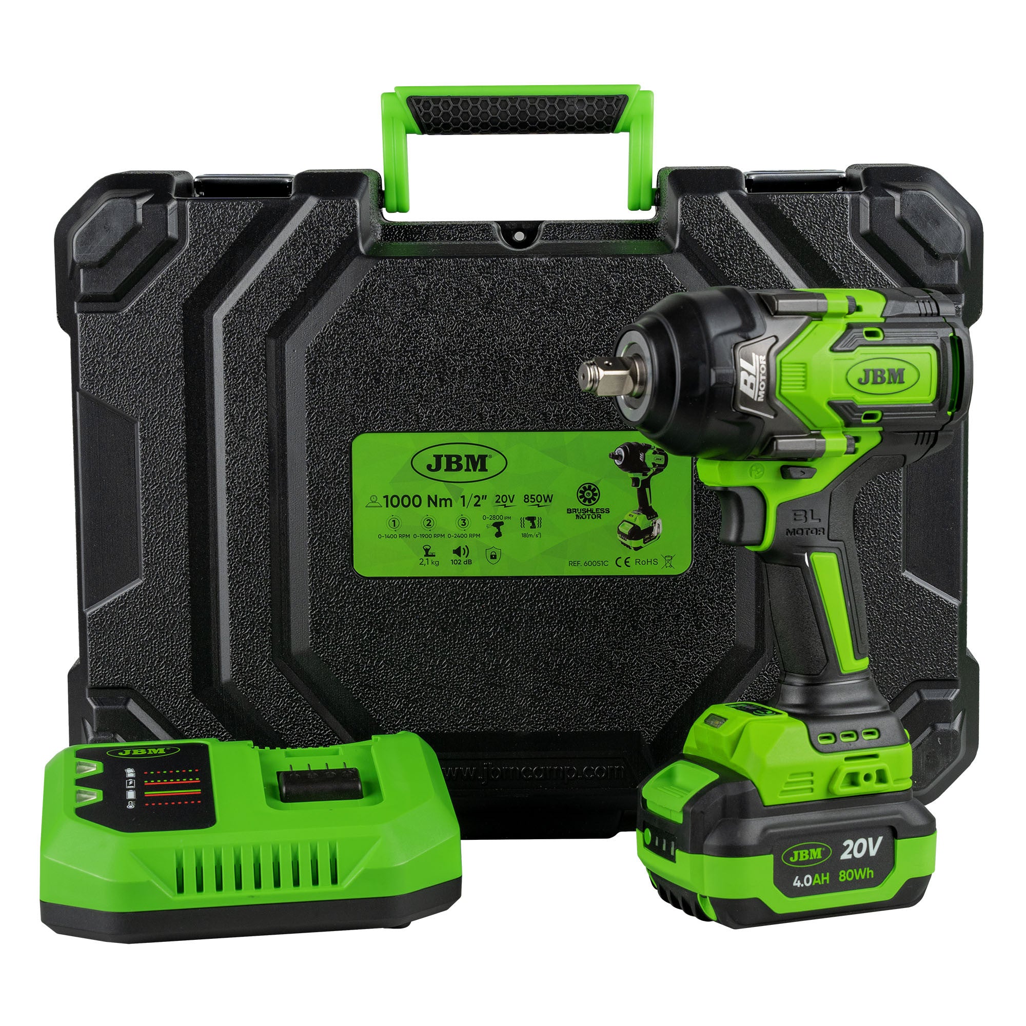 TRUSĂ CU CHEIE DE IMPACT ELECTRICA BRUSHLESS 1/2" 1000NM JBM - 60051C