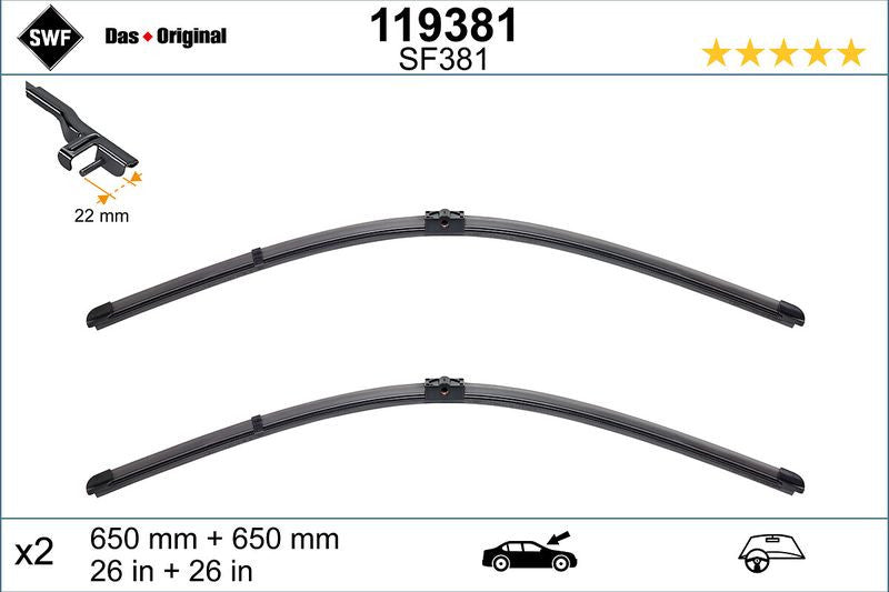 Set lamela stergator SWF Wiper FB OE LHD 650/650 mm - 12-490-817