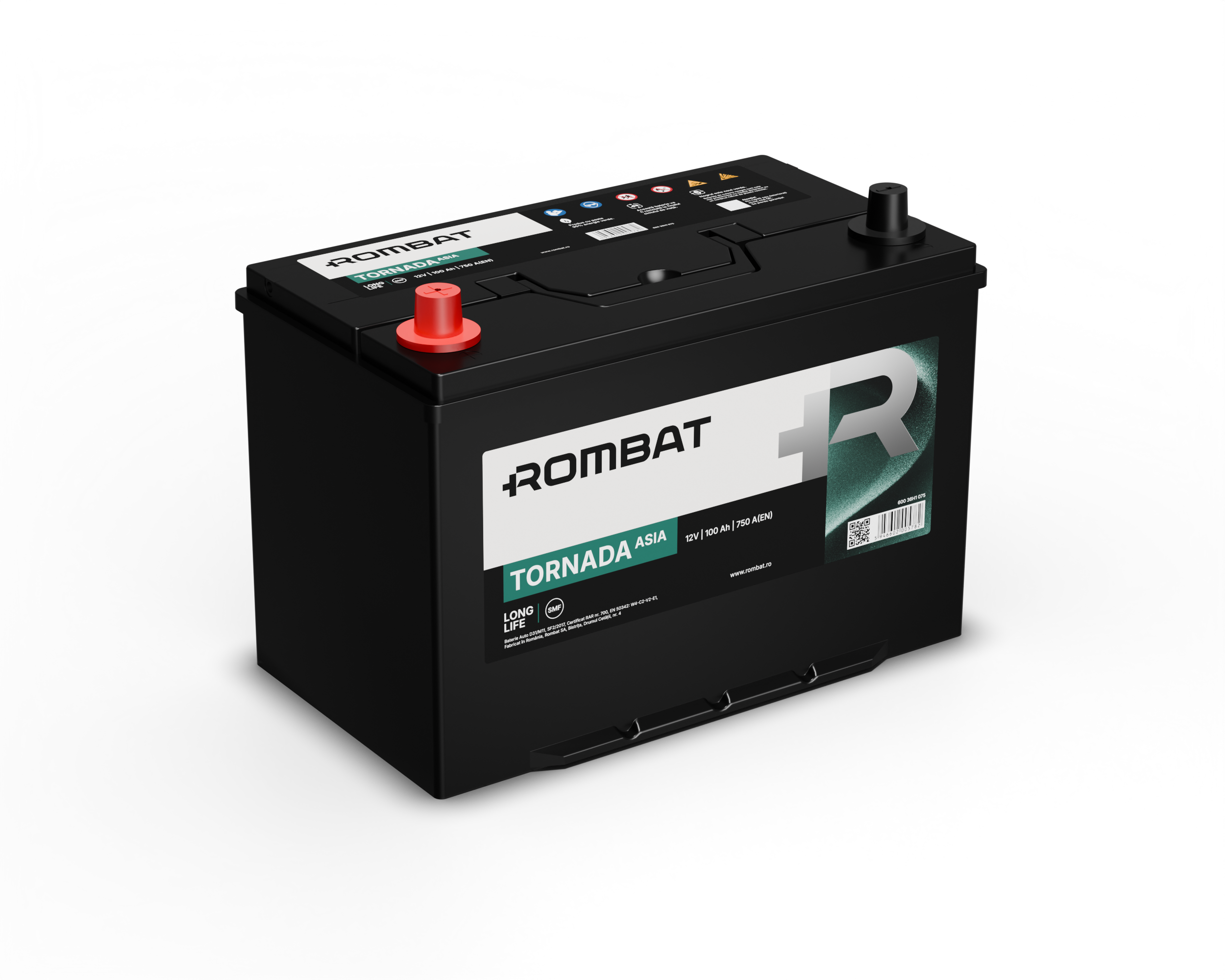 Acumulator Rombat Tornada Asia 100 Ah [Bornă Inversă] - 12160394