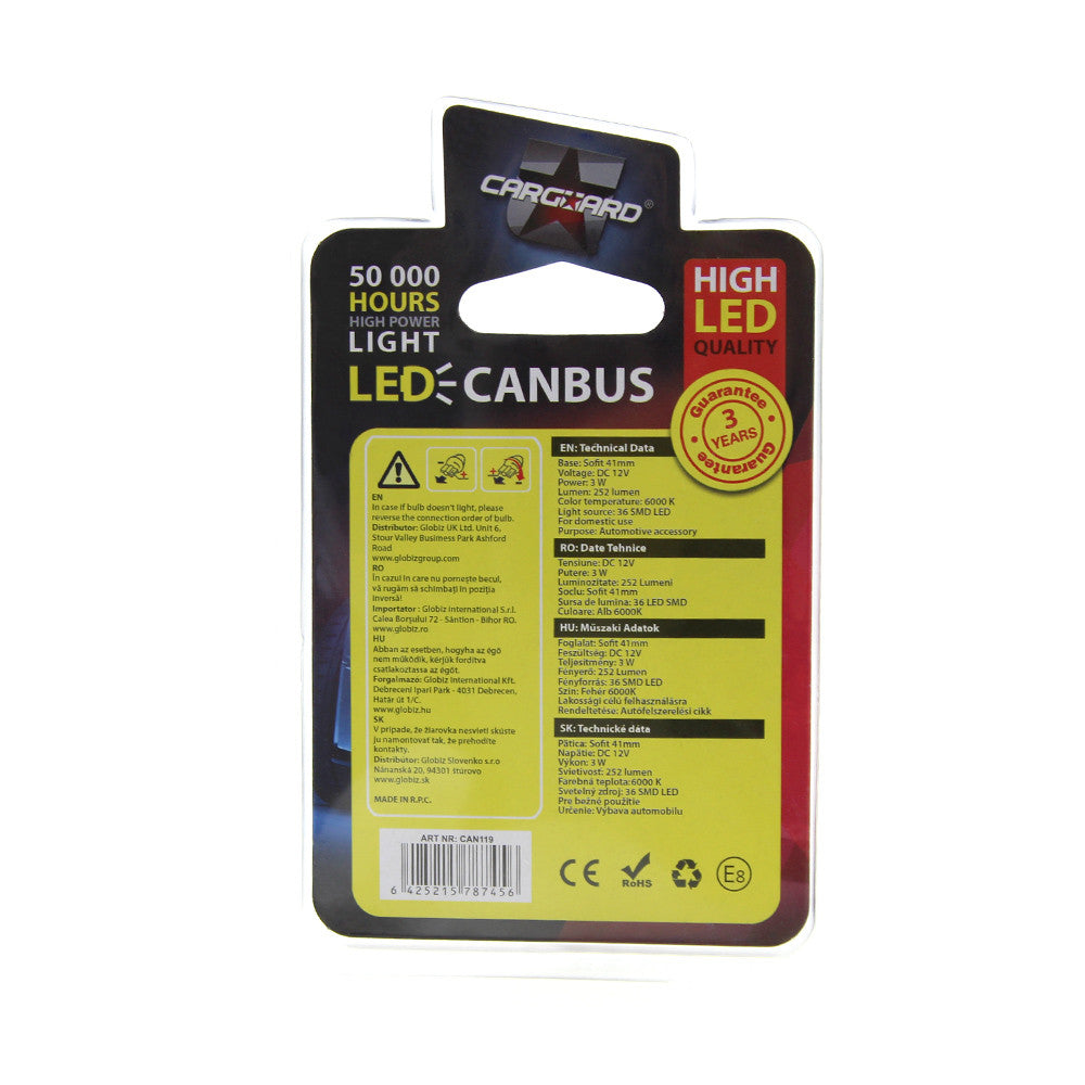 Bec MTR C5W 12V 3W Set 2 buc Carguard - CAN119