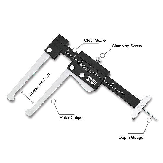 Subler pentru discuri de frana si adancime cauciucuri 0-60 MM Toptul - JEEF0160