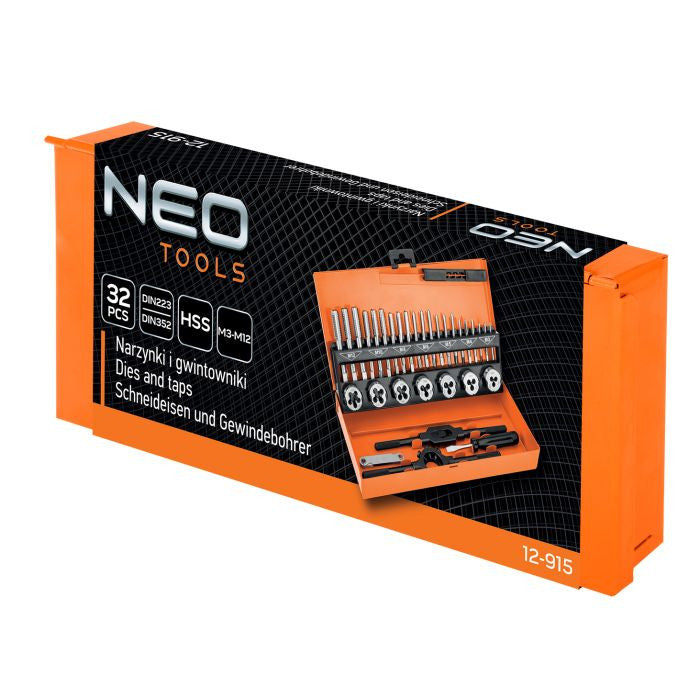 Filiere si tarozi M3-M12 set 32 buc HSS Neo Tools - 12915