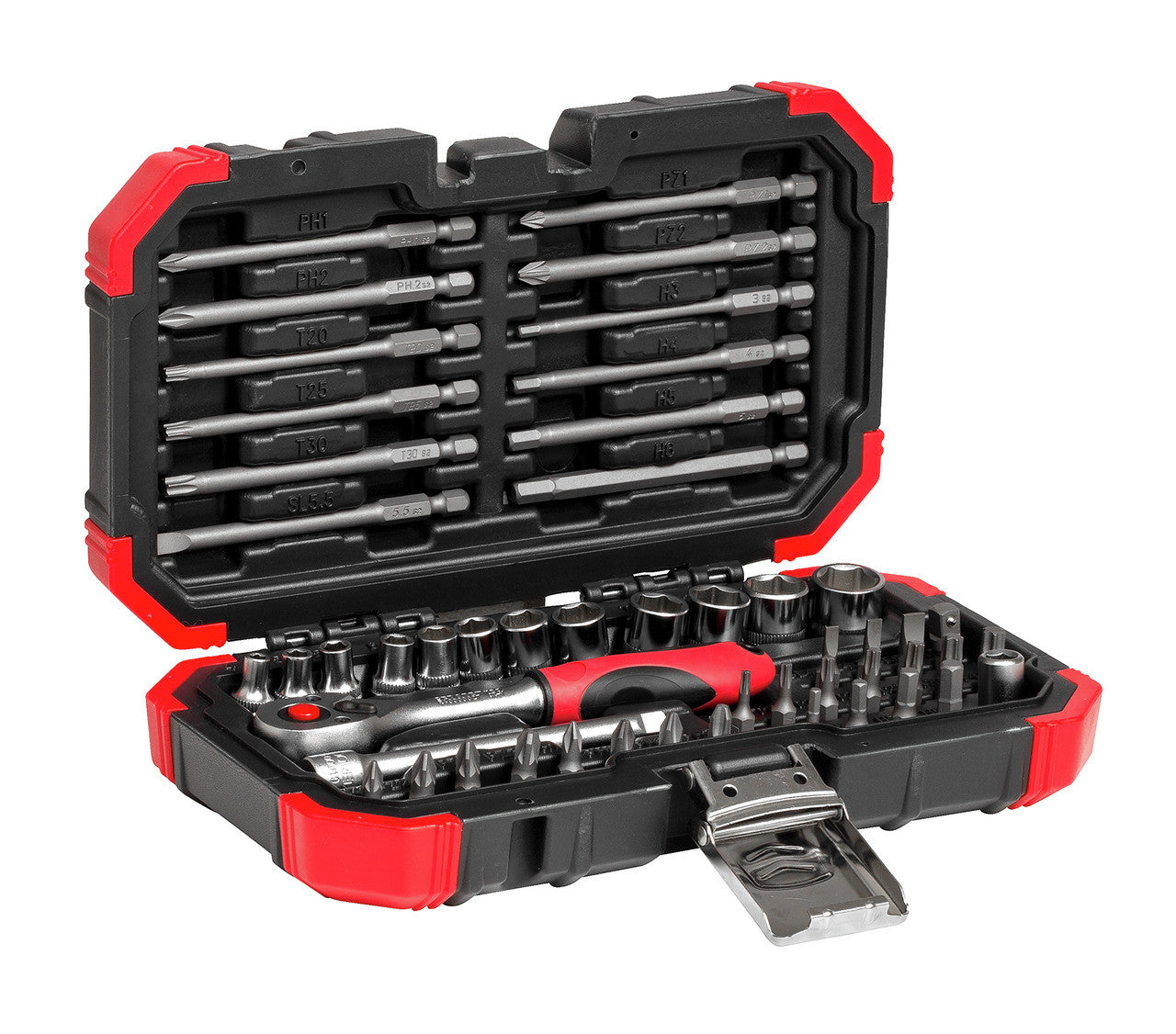 Set biti 1/4 cu clichet reversibil 51 piese, Gedore - 3301350
