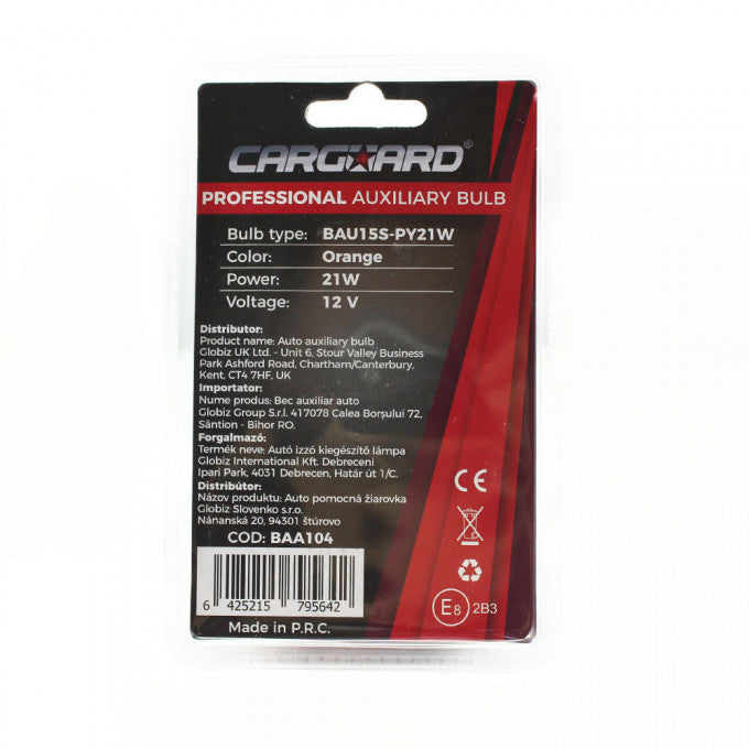 CARGUARD - Set de 2 becuri P21W; BAU15s - portocalii - BAA104