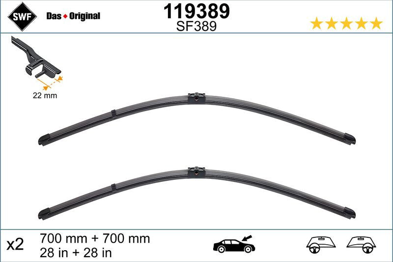 Set lamela stergator SWF Wiper FB OE LHD 700/700 mm - 12-490-827