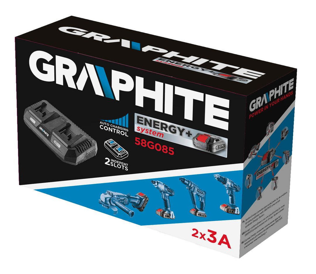Incarcator dublu pentru bateriile Energy+ 58G085 GRAPHITE Neo Tools