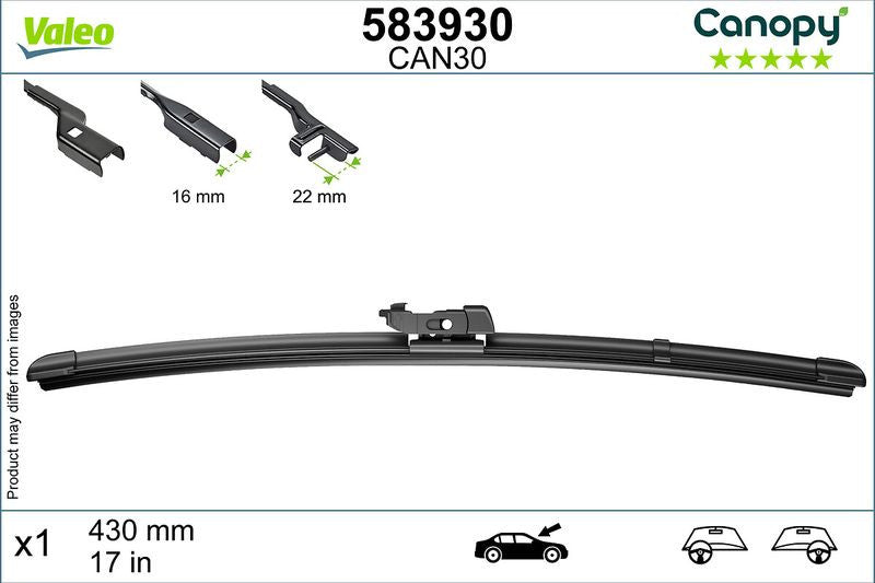 Lamela stergator Valeo Canopy 430 mm | 17 inch - 583930
