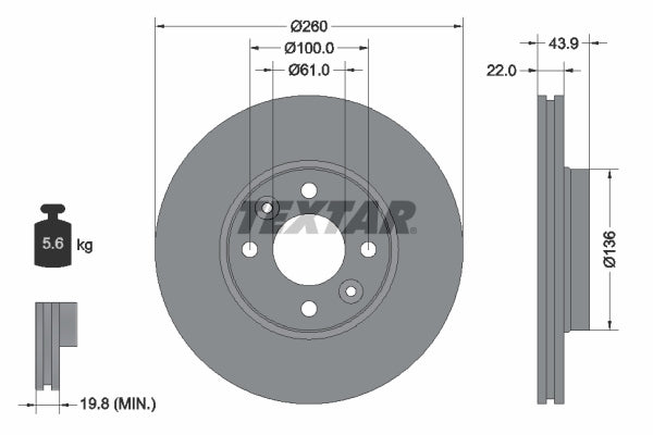 Disc frana TEXTAR 92119203
