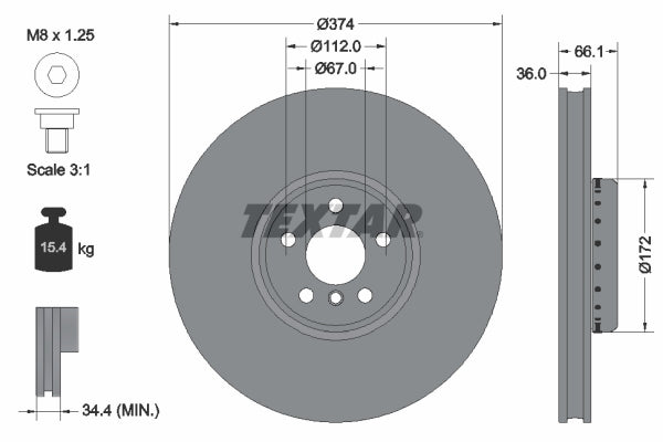 Disc frana 92290225 TEXTAR