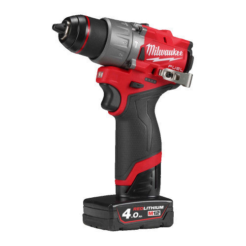 Mașină de găurit/înșurubat Milwaukee M12FPD2-402X, cu percuție M12 FUEL™ subcompactă, 2 x acumulator M12 B4, 1 x încărcător C12 C, 1 x cutie HD - 4933479869