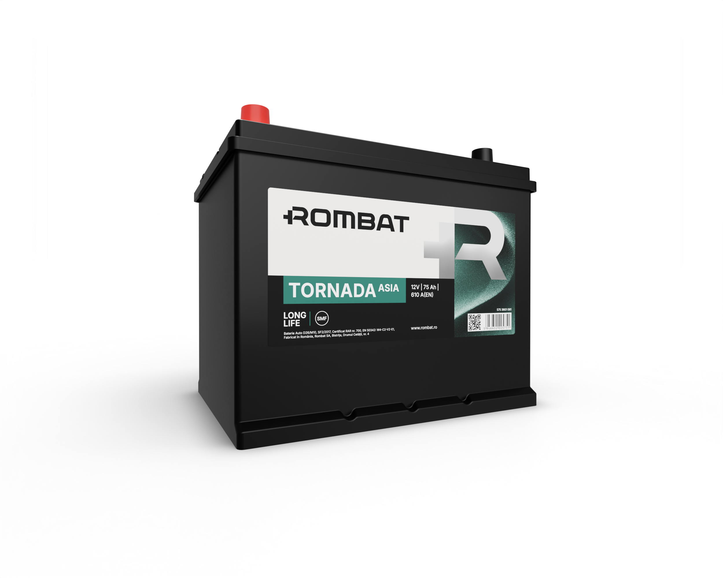 Acumulator Rombat Tornada Asia 75 Ah [Bornă Inversă] - 12160392