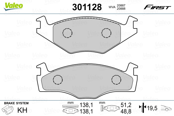 set placute frana,frana disc 301128 VALEO
