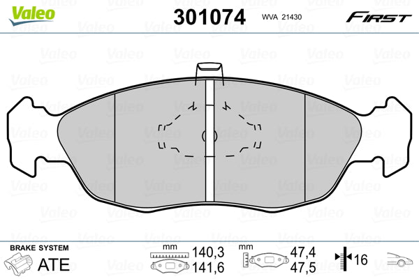 set placute frana,frana disc 301074 VALEO