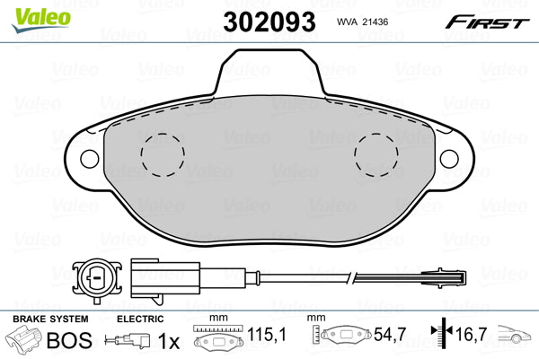 set placute frana,frana disc 302093 VALEO