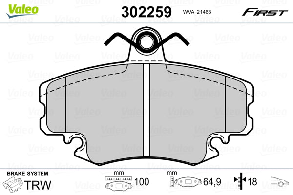 set placute frana,frana disc 302259 VALEO