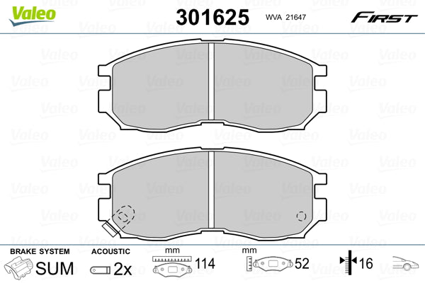 set placute frana,frana disc 301625 VALEO