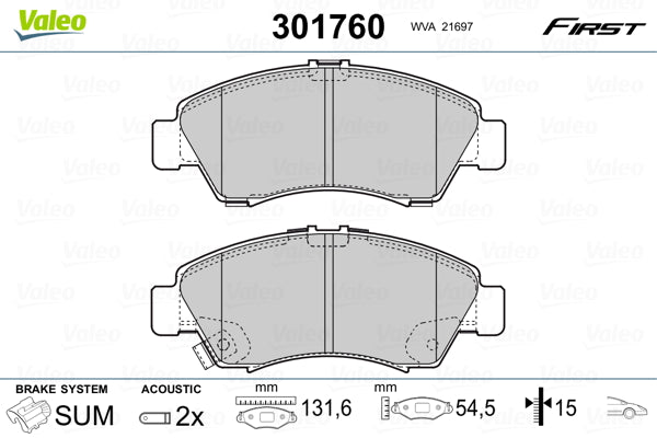 set placute frana,frana disc 301760 VALEO