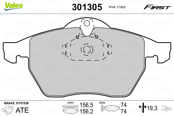 set placute frana,frana disc 301305 VALEO