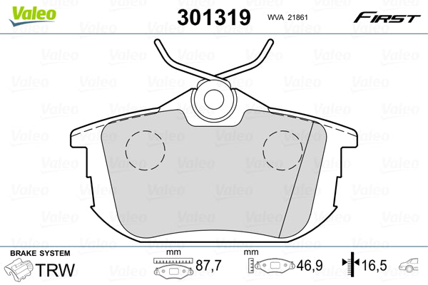set placute frana,frana disc 301319 VALEO