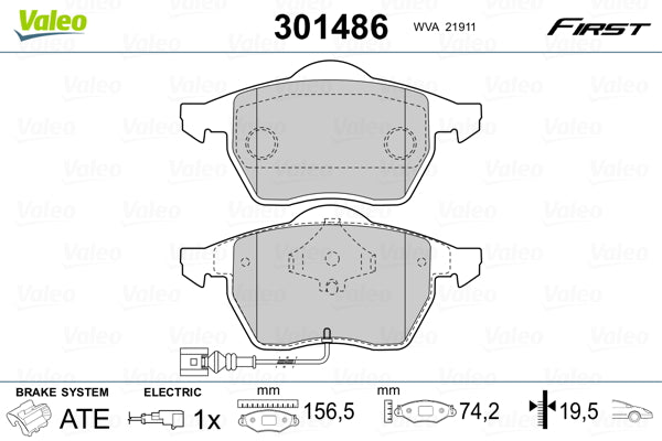 set placute frana,frana disc 301486 VALEO