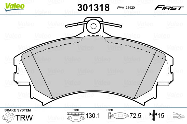 set placute frana,frana disc 301318 VALEO