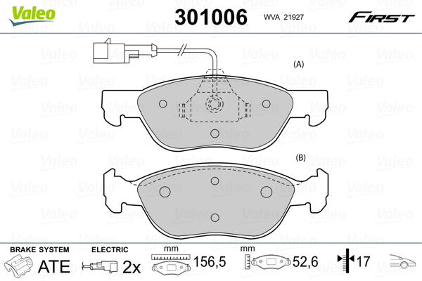 set placute frana,frana disc 301006 VALEO