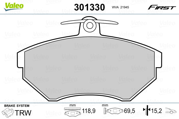 set placute frana,frana disc 301330 VALEO