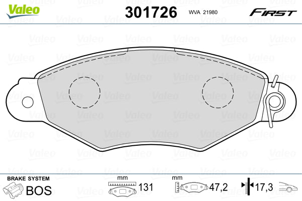 Set placute frana VALEO 301726