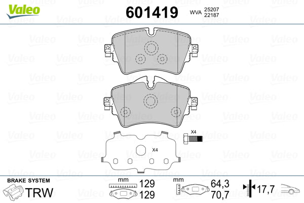 set placute frana,frana disc 601419 VALEO
