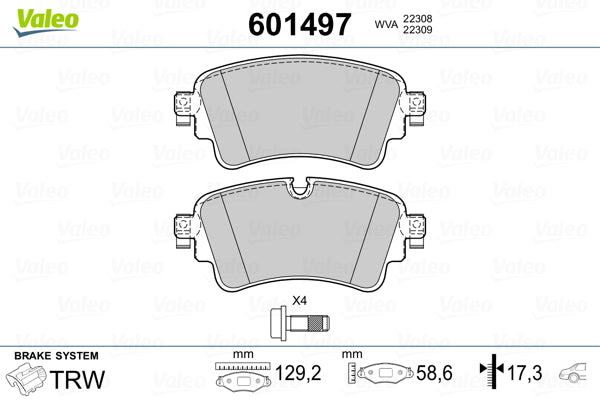 Set placute frana VALEO 601497
