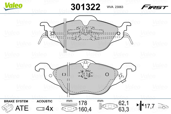 set placute frana,frana disc 301322 VALEO