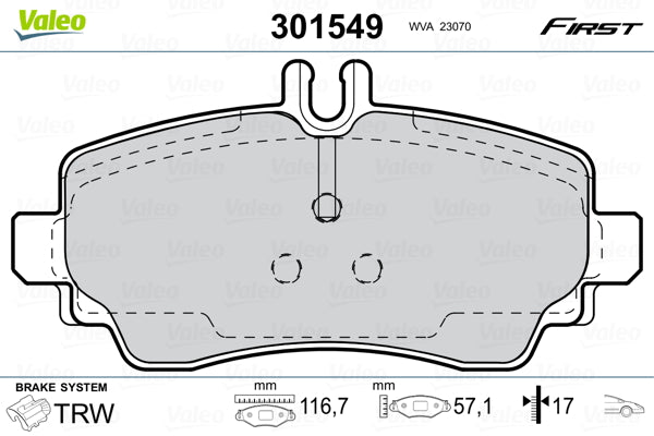 Set placute frana VALEO 301549