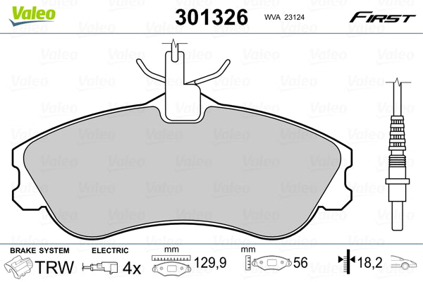 Set placute frana VALEO 301326