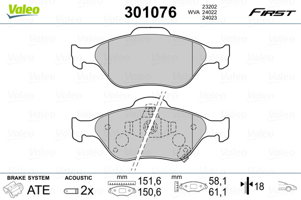 set placute frana,frana disc 301076 VALEO