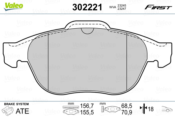 set placute frana,frana disc 302221 VALEO