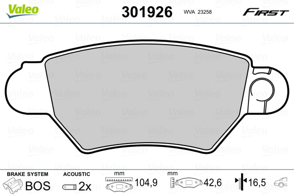 set placute frana,frana disc 301926 VALEO