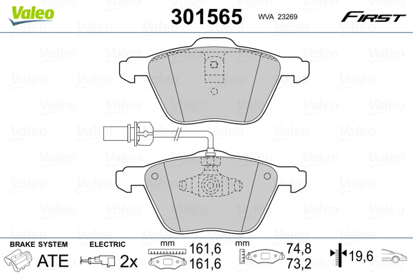 set placute frana,frana disc 301565 VALEO