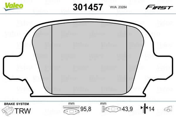 set placute frana,frana disc 301457 VALEO