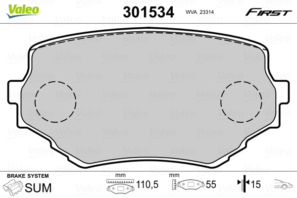 set placute frana,frana disc 301534 VALEO