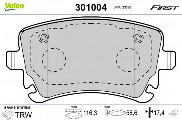Set placute frana VALEO 301004