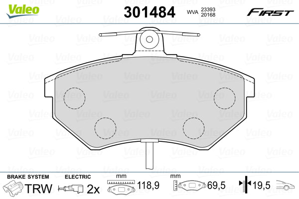 set placute frana,frana disc 301484 VALEO