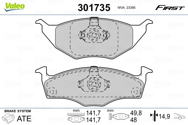 set placute frana,frana disc 301735 VALEO