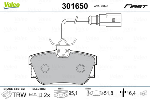 set placute frana,frana disc 301650 VALEO