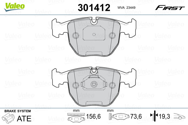 set placute frana,frana disc 301412 VALEO