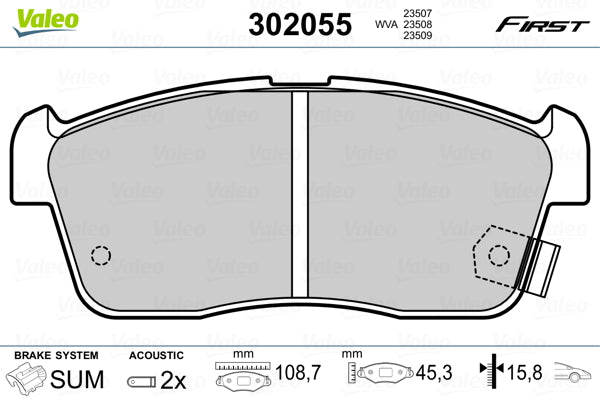 set placute frana,frana disc 302055 VALEO