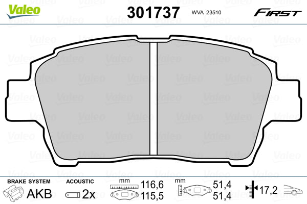 set placute frana,frana disc 301737 VALEO