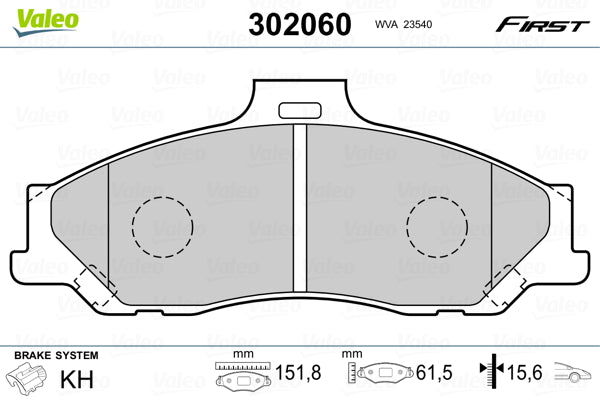 Set placute frana VALEO 302060