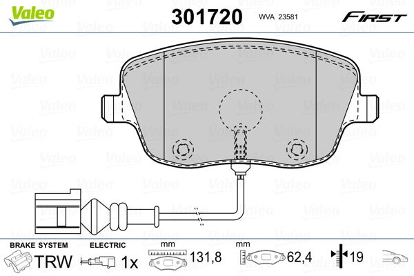 set placute frana,frana disc 301720 VALEO