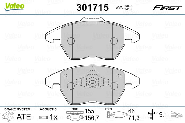 set placute frana,frana disc 301715 VALEO